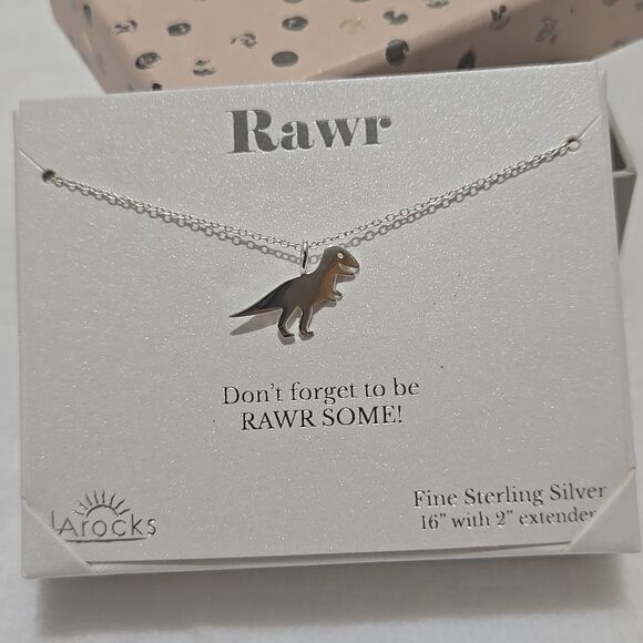Sterling Silver Dinosaur Pendant Necklace - Picture 6 of 7